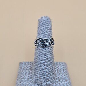 Size 6 Sterling Silver Flowers And Vines Nature Band Ring A4859